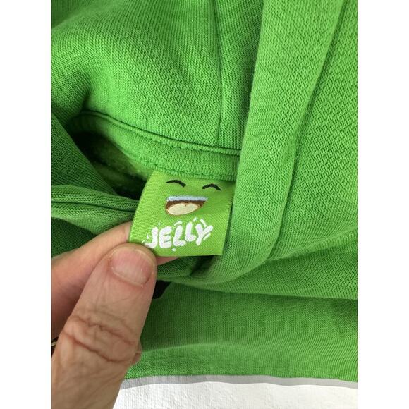 Whimsical Green Jelly Youtuber Merch Sweatershirt Smiling Jelly-Bean Face Kawaii - Picture 4 of 7